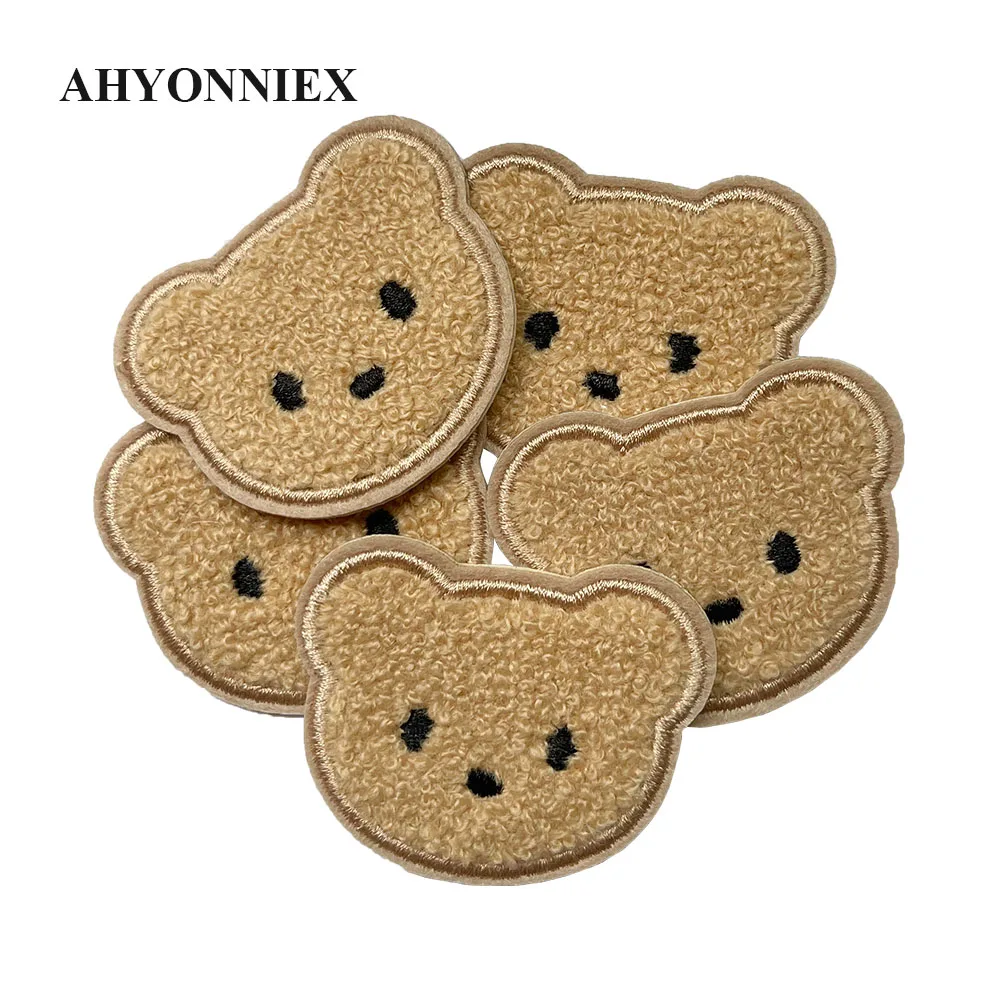 High Quality 2 Or 10pcs Sticker On Towel Embroidery Brown Bear Patches Appliques for Baby Hat Caps Dress Clothes DIY Decoration