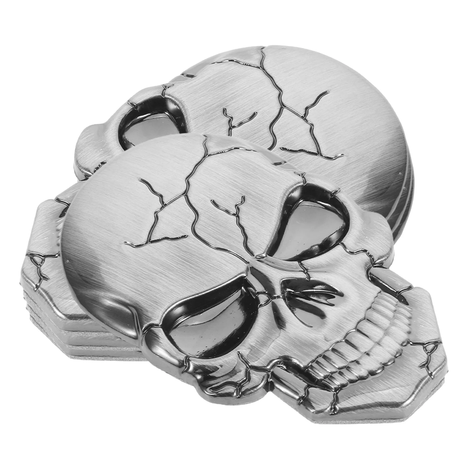 

4Pcs Car Decoration Sticker Metal Skull Head Badge for Vehicle Exterior - 3D Automotive Decal DIY Easy Install Universal Fit