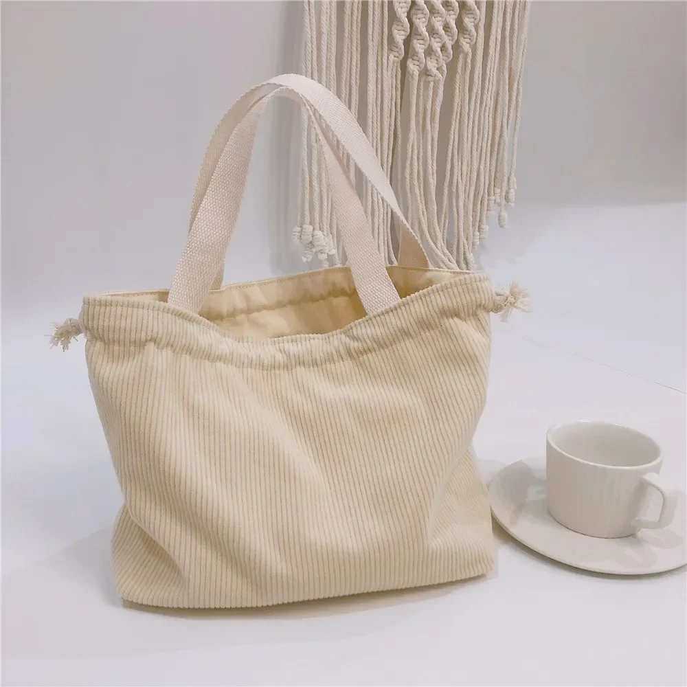 2023 New Style Lunch Bag Canvas Lunch Box Drawstring Picnic Tote Eco Small Handbag Dinner Container Food Storage Bags