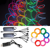 10/5/3/1M EL Wire Light Strip Battery USB Switch Neon Glowing String Lights DIY Rope Tube Halloween Blacklight Multicolor Decor