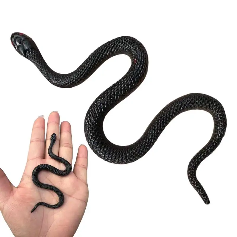 Halloween Flexible Prank Props Black Fake Rubber Snake For Prank Realistic Snake Toy Lightweight Rain Forest Snake to Scare Bird