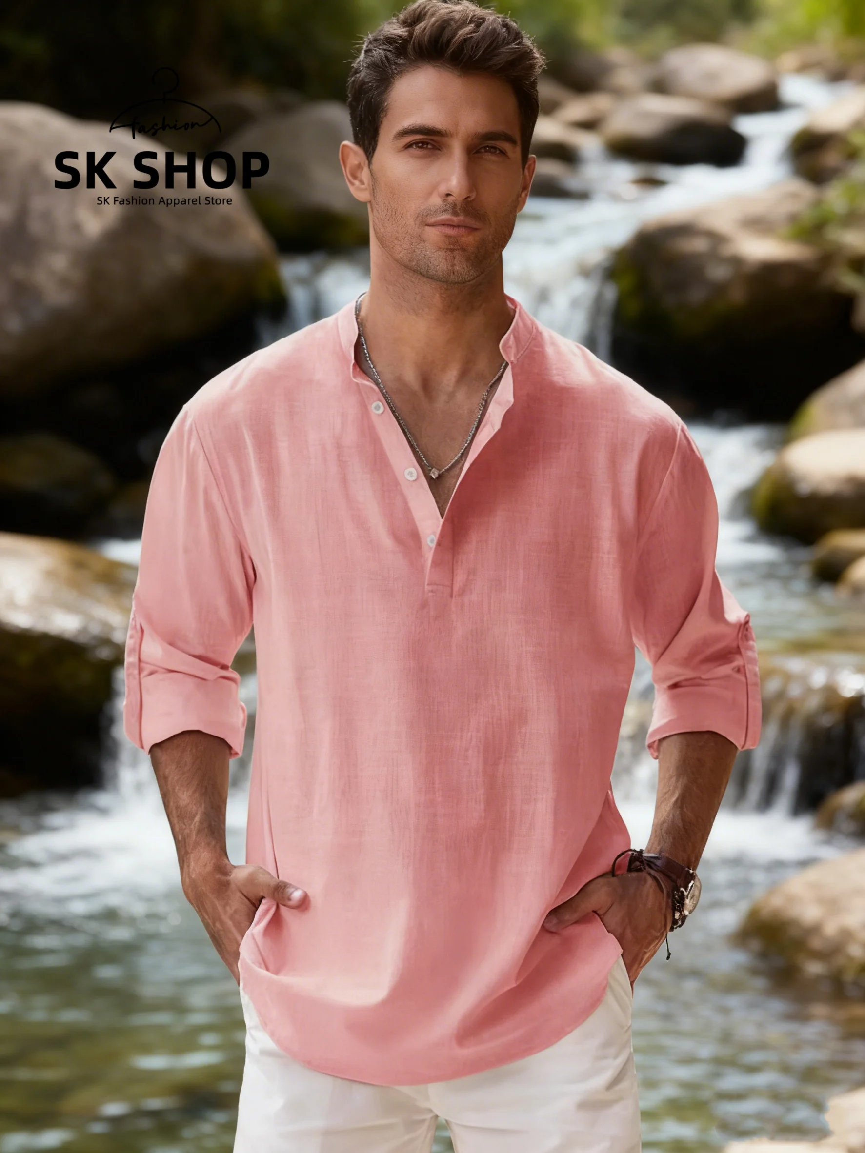 

Мужская футболка Long Sve из чистого хлопка, свободная посадка с воротником, цветная дышащая повседневная удобная легкая irt