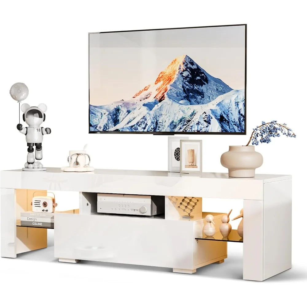 

TV Stand, with LED Lights and Storage for 40/43/50/55 Inch TV