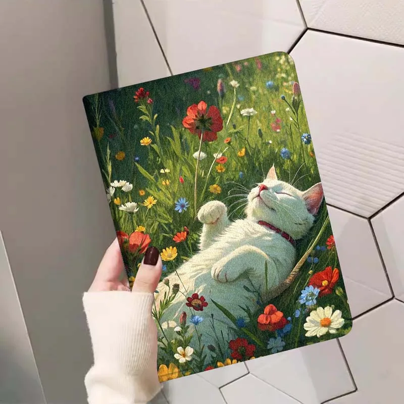 

Cat Cartoon Flower For Samsung Galaxy Tab A7 A A8 A9 A11 S6 S11 10.1 10.4 10.5 Inch Lite PLus Tablet Case