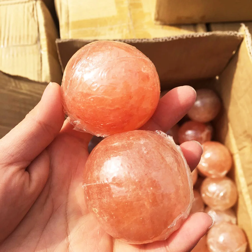 1Pc Crystal Ball Salt Soap Natural Salt Minerals Stone Massage Ball (Orange) Salt Soap