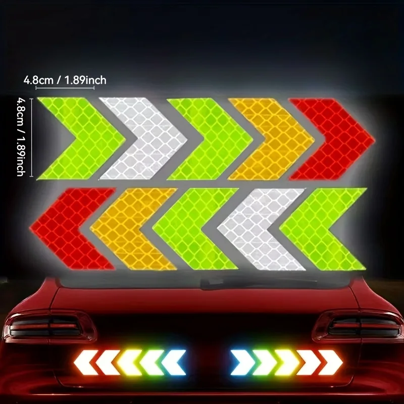 Reflective Arrow Stickers Waterproof Warning Decals For Car RV Motorcycle Bicycle Night Safety Decor