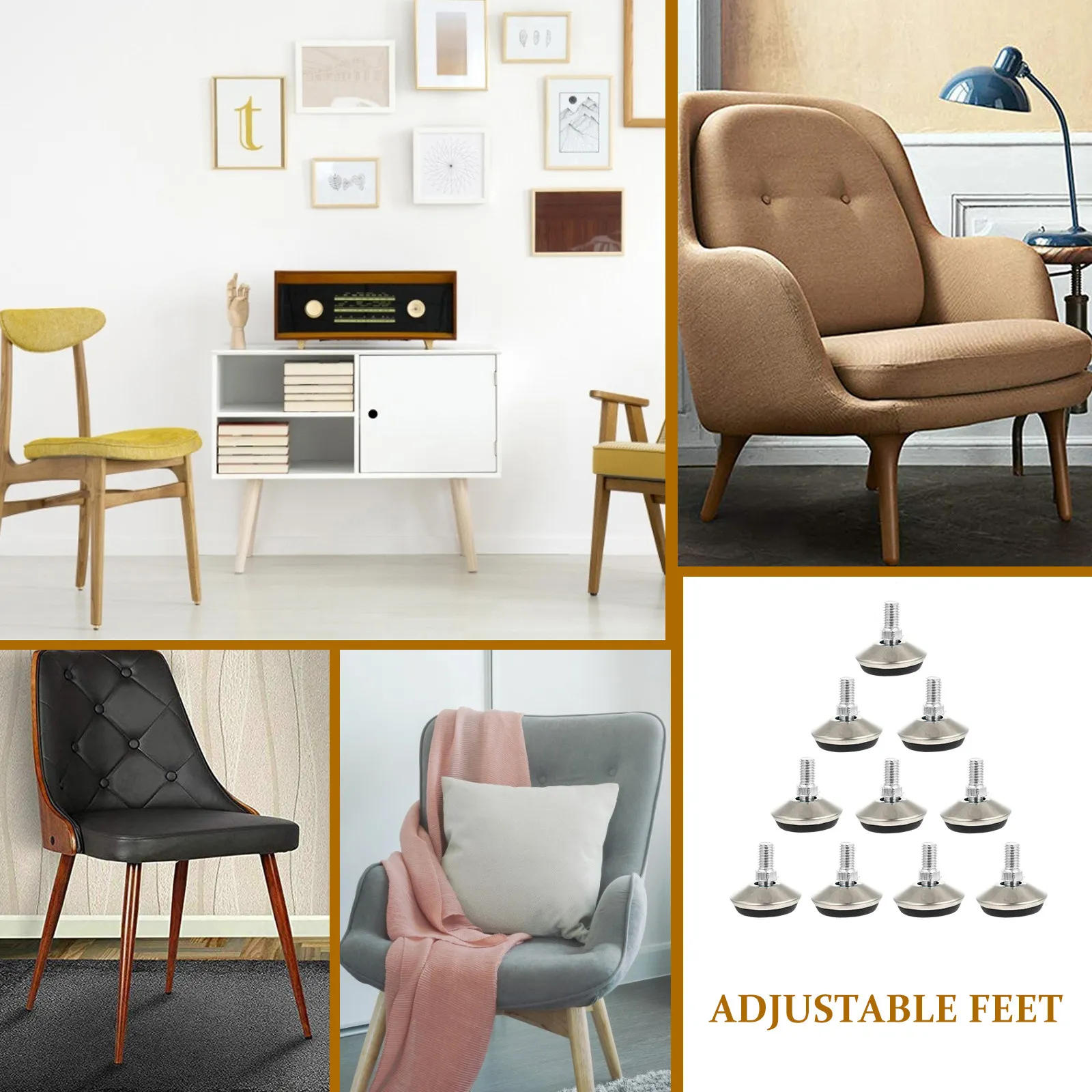 Furniture Leveling Feet 10Pcs Adjustable Heavy Duty Leg Levelers Floor Protectors Anti Scratch