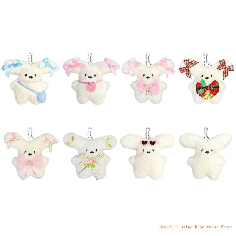 Soft Plush Dog Dolls Keychain Pendant Charm with Big Ear for Backpacks and Gift