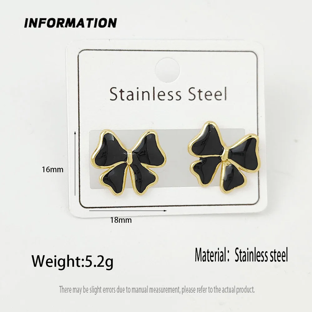 

French light luxury bow women's earrings, silver perforated stud earrings, waterproof girls' stainless steel jewelry earrings