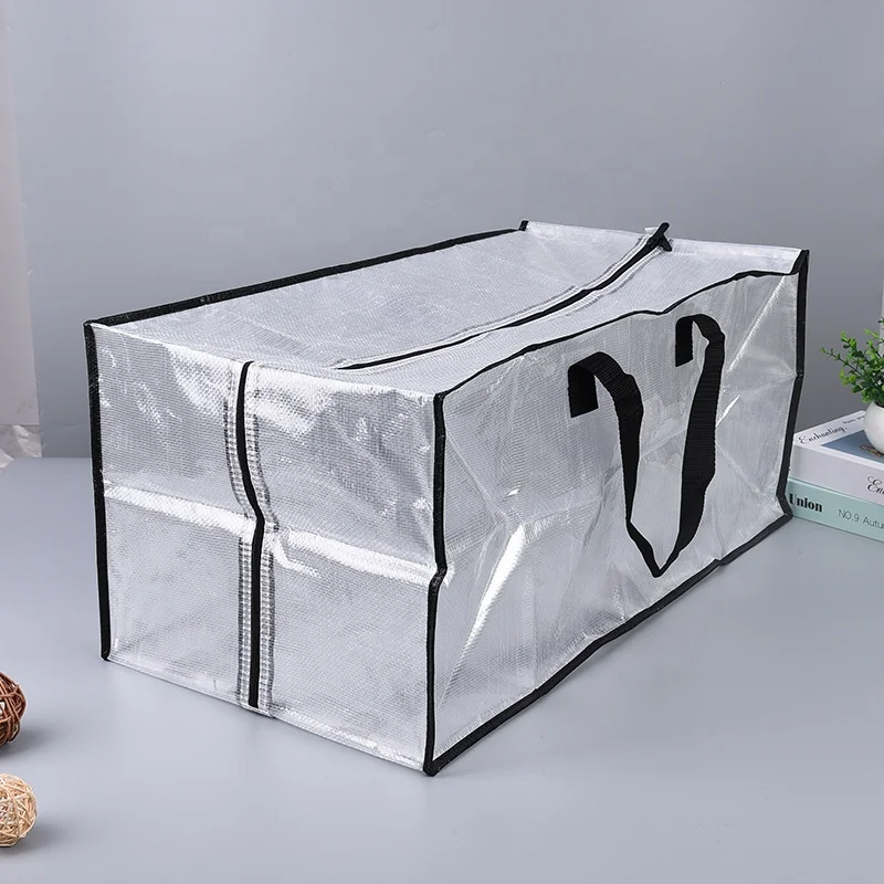 Clear Storage Bags Zippered Moving Bags Waterproof Dustproof Transparent Heavy Duty Totes with Handles