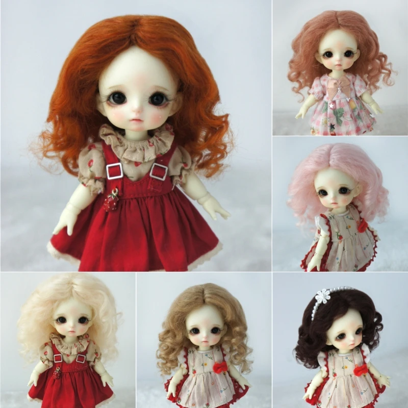 JD039 Mid parting French Curl Mohair Doll Wigs 1/12 1/8 1/6 1/4 1/3 Lati White & Yellow OB11 YOSD MSD SD Doll Accessories