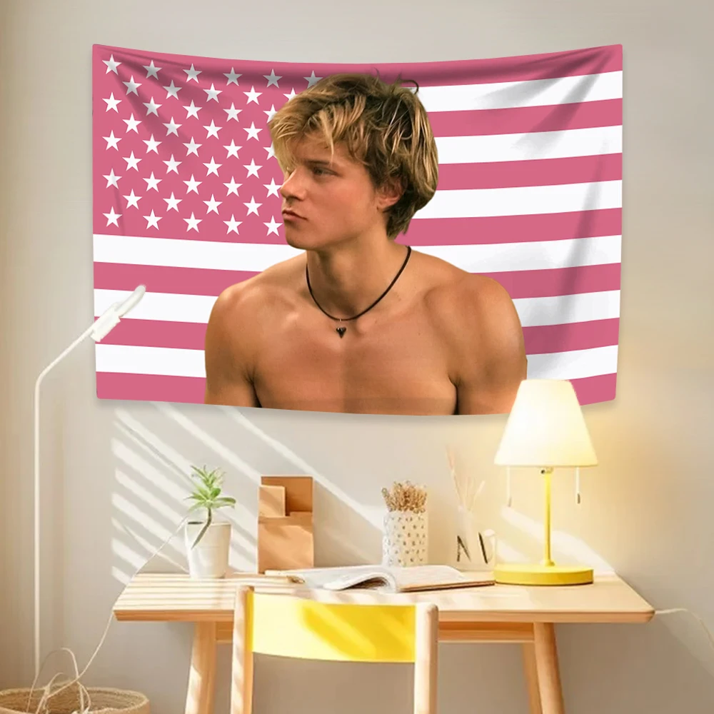 JJ Outerbanks نسيج Maybank العلم الأمريكي الجمالية ديكور المنزل الجدار الشنق غرفة نوم النوم خلفية راية غرفة ديكور #5