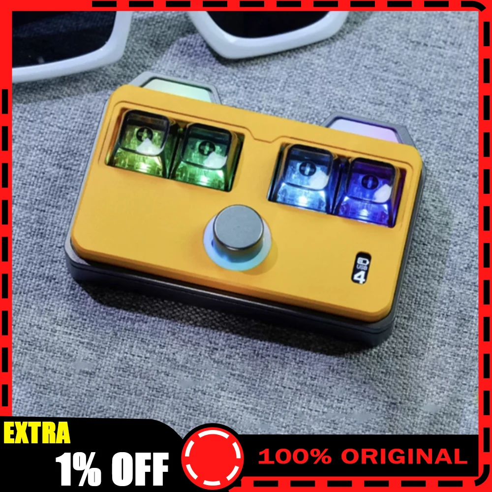 

DOIO KB04-B01 Mechanical Keyboard Bluetooth Wireless With Knob 4 Key Designer Keyboard Aluminum Alloy Customization PS PR Office