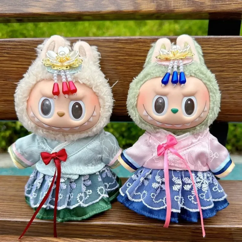 

17cm Clothes Labubu Hanbok Costume Set with Hairpins Doll Accessories