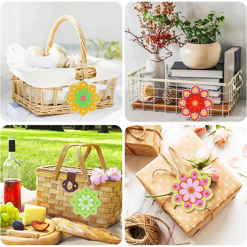 10 قطعة الحلي زهرة خشبية شرائح خشبية غير مكتملة مع ثقب خشبي فارغ عيد الميلاد حلي معلقة DIY بها بنفسك الحرف اليدوية #4