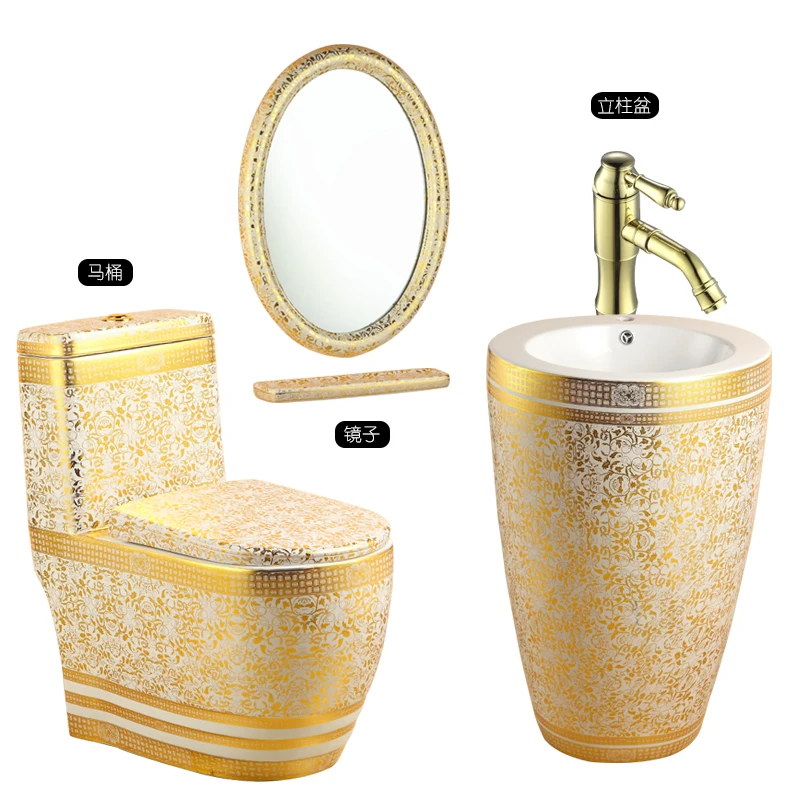 

European-style toilet creative gold color toilet super cyclone water-saving silent postage.