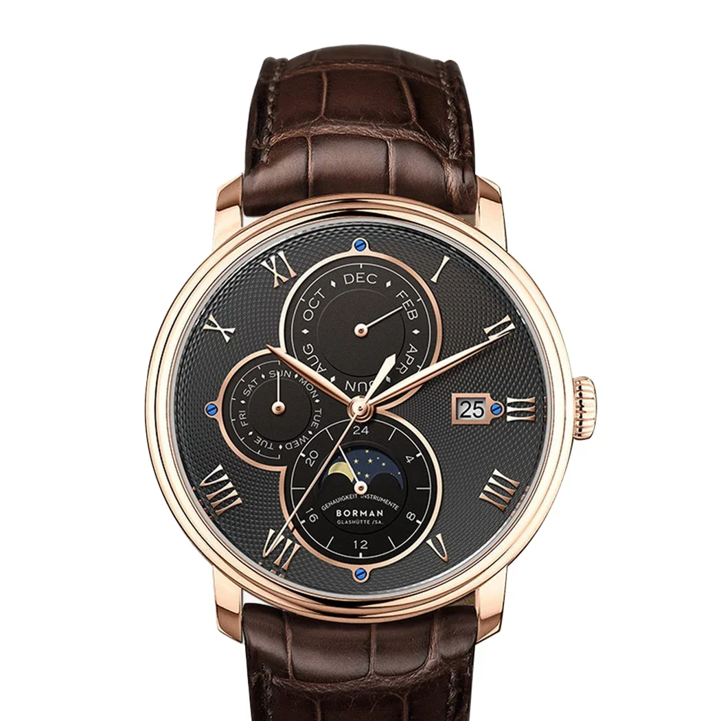Borman Heren Automatische Horloges Luxe Heren Jurk Horloge Zelf Wind Mechanisch Horloge Mode 50M Waterdicht Saffier Maand Week