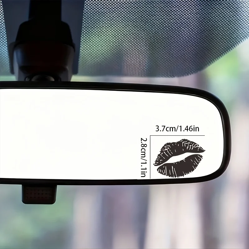 6pcs 2D Flat Red Lips Kiss Mark Vinyl Sticker, Decal for Car Rearview Mirror Motorcycle Laptop Glass Decor, Holiday Gift