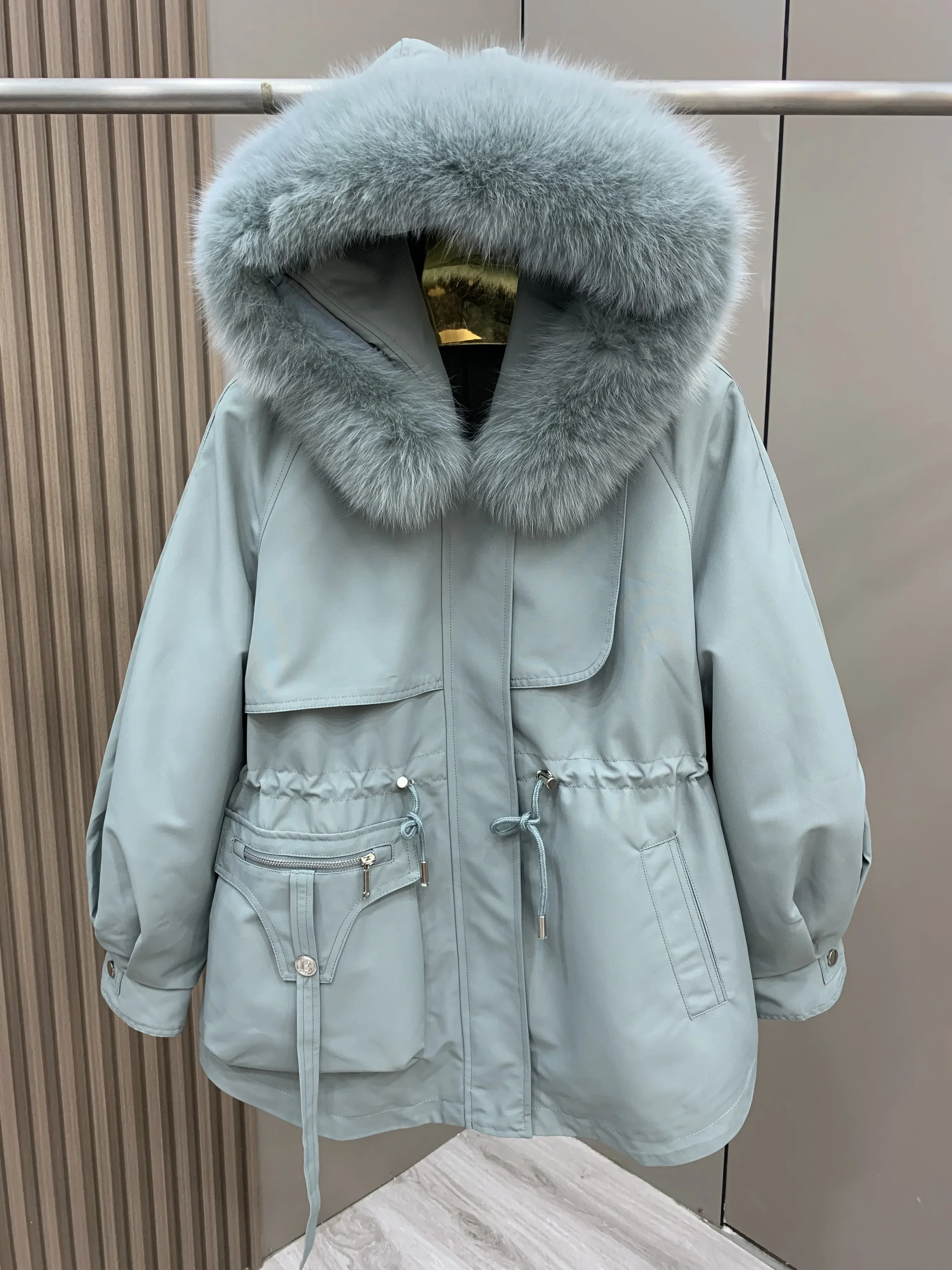 Nieuwe Winter Mode Dames Parka 'S Korea Herfst Vos Kraag Capuchon Overjas Verwijderbare Vossenbont Liner Jas Mid-Long Bovenkleding Warm