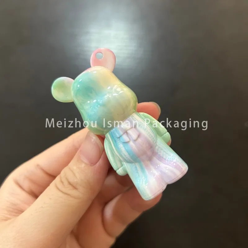 50개 2ML 독특한 곰돌이 모양 립글레이즈 병, 사랑스럽고 창의적인 마우스 립글로스 빈 용기 튜브 (열쇠고리 구멍 포함)