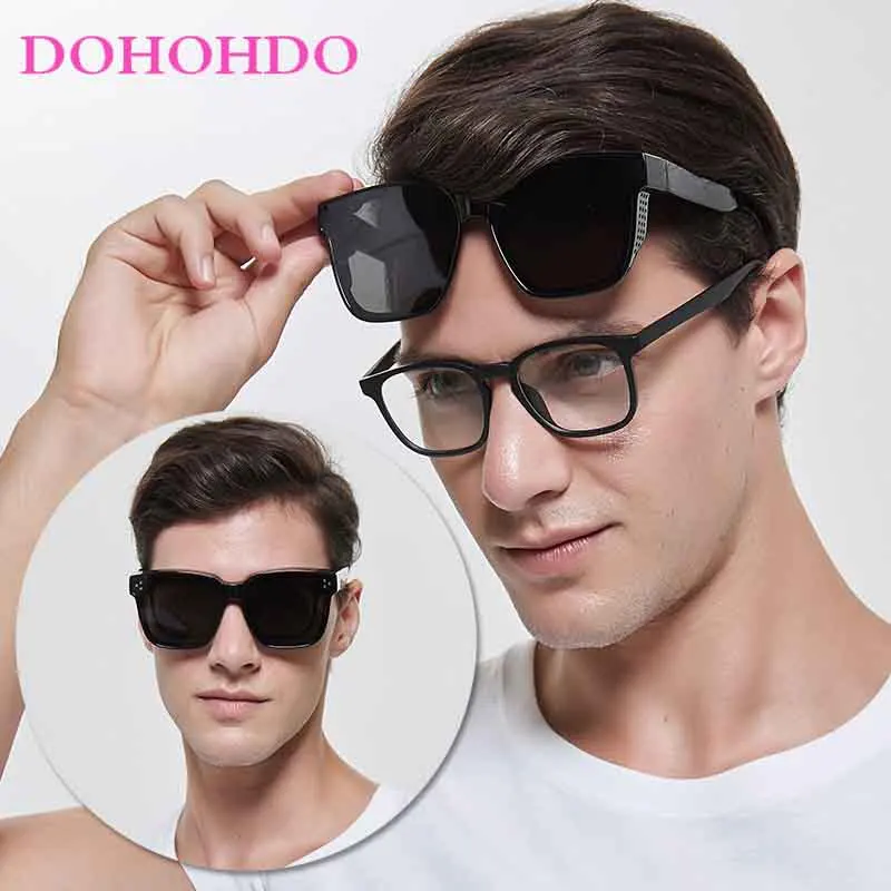 Men Polarized Sunglasses Photochromic Night Vision Glasses Women Square Mirrored Eyewear Wear Over Myopia Prescription Glasses