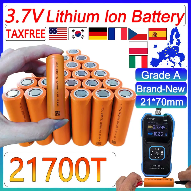 

50-100 шт. 100% новый 3,7 В 21700T литий-ионный аккумулятор 5000 мАч 40 А литиевая батарея для электрического инструмента с высоким разрядом