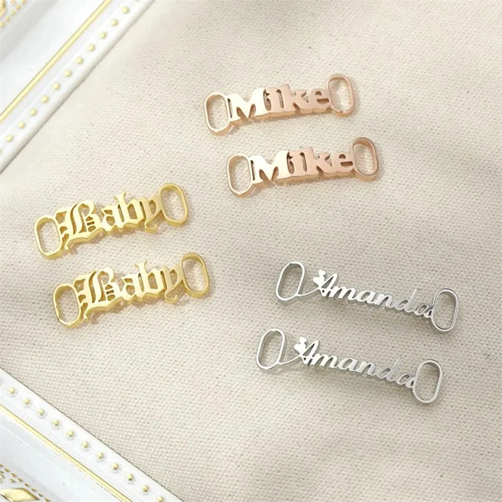 Personalized Custom Name Shoe Buckle Stainless Steel Nameplate Shoelace Clips Customize Jewelry Birthday Gift