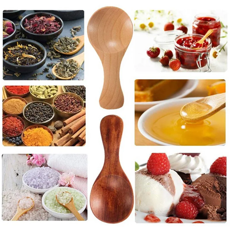 

AA49 30 Small Wooden Spoons Mini Seasoning Sugar Seasoning Salt Honey Teaspoon Coffee Tea Jam Mustard Ice Cream Wooden Spoon