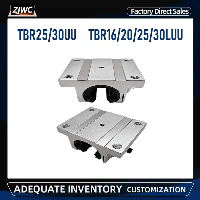TBR16/20/25/30UU/LUU Flange Type Round Linear Guide Slider Block Slide Unit, CNC Router 3D Printer Accessories