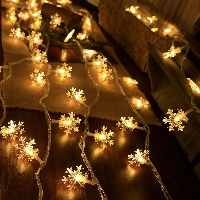 عيد الميلاد الديكور ضوء بطارية تعمل بالطاقة جارلاند سلسلة ضوء ندفة الثلج شجرة عيد الميلاد LED الجنية ضوء السنة الجديدة هدية عيد الميلاد