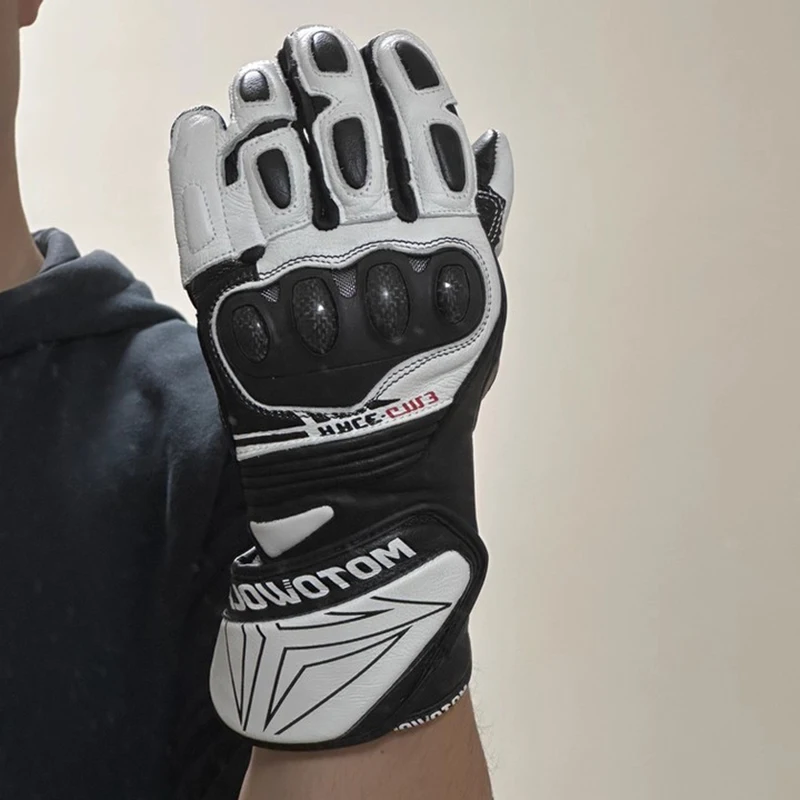 

High-Performance Carbon Fiber Racing Gloves Long Full Finger with Genuine Leather & Winter Warmth Protective Gear Moto Items