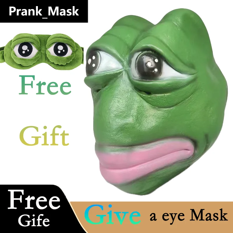 

Funny Sad Frog Mask Full Face Headgear Halloween Frog Latex Mask Party Prom Cosplay Animal Funny Headgear Dress Up Props