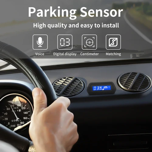 Imagen 2 del producto Sensor de aparcamiento de coche Hippcron con Monitor LED inverso Parktronic automático, sistema de detección de Radar de 4 sensores, pantalla de retroiluminación