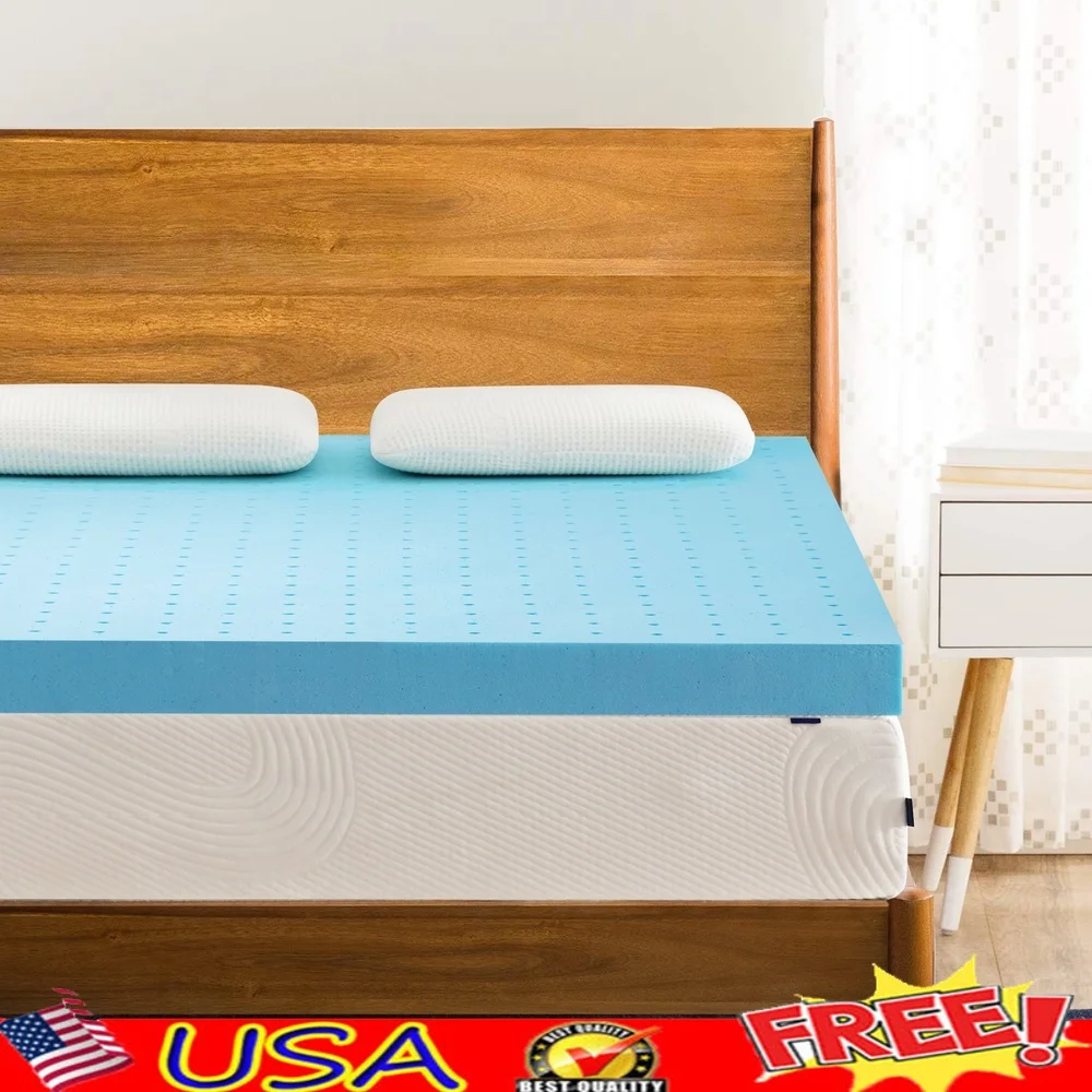 

2 Inch Memory Foam Mattress Topper Gel Infused Twin Bed Cushion Non Harmful Material Breathable Pressure Relief Convenient