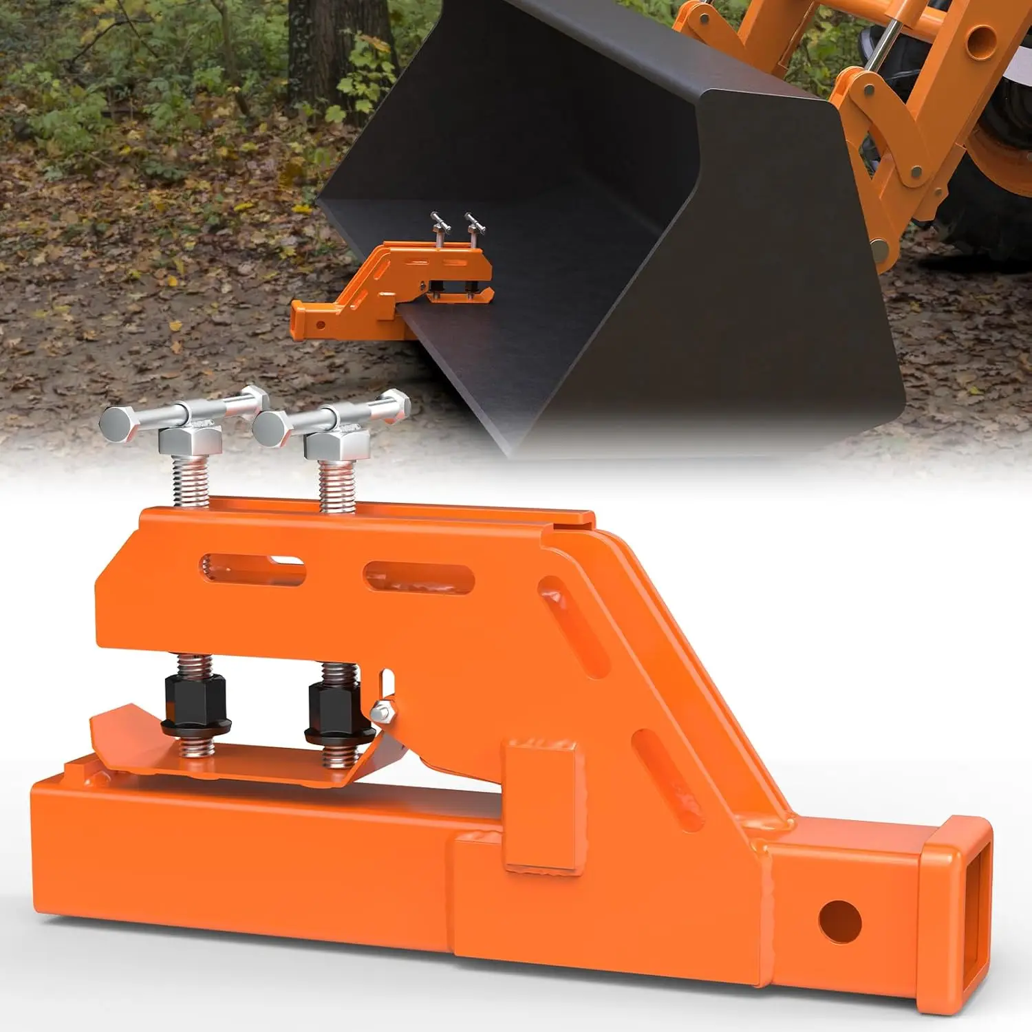 Tractor Bucket Towing, Metal, Orange, Upgraded Clamp-on Design