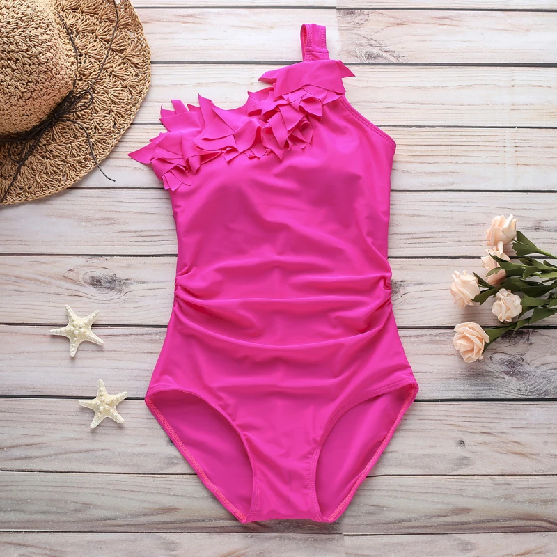 Swimsuit European and American style ruffled one-shoulder one-piece bikini swimsuit