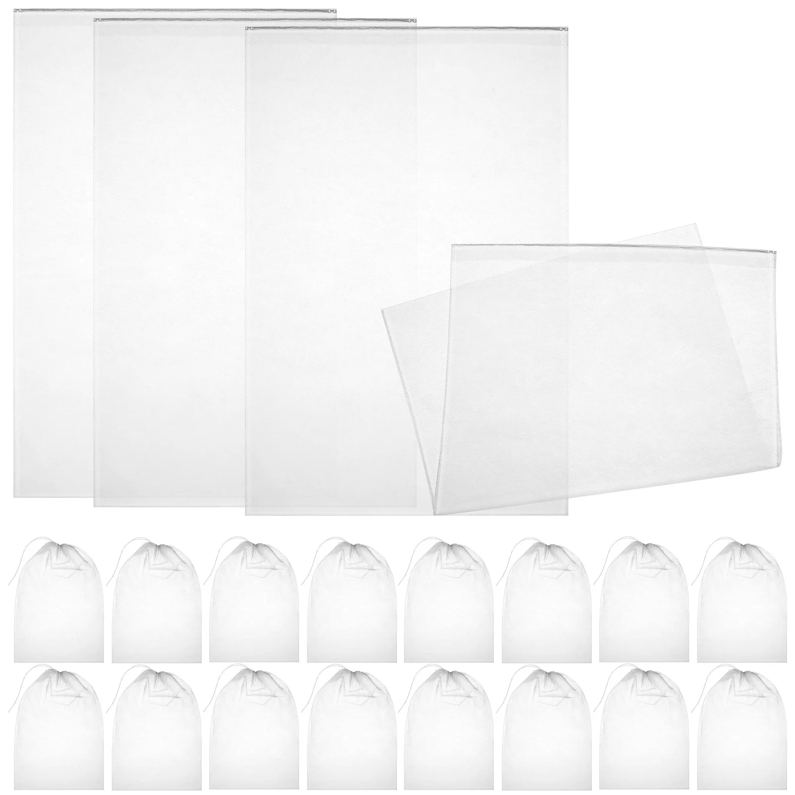 

100Pcs Non-Woven Fabric Storage Bags Drawstring Reusable Organizer for Clothes Shoes Bedding Dustproof Closet Storage Pouch