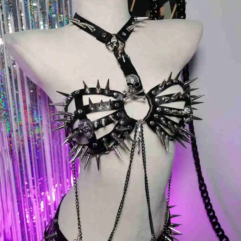 

Y2K Halter Camisole TOPS Fashion Revival Gothic Cross Emo Skull Grunge Chain Punk Rock Goth Harajuku E-Girls Spike Studded Rivet