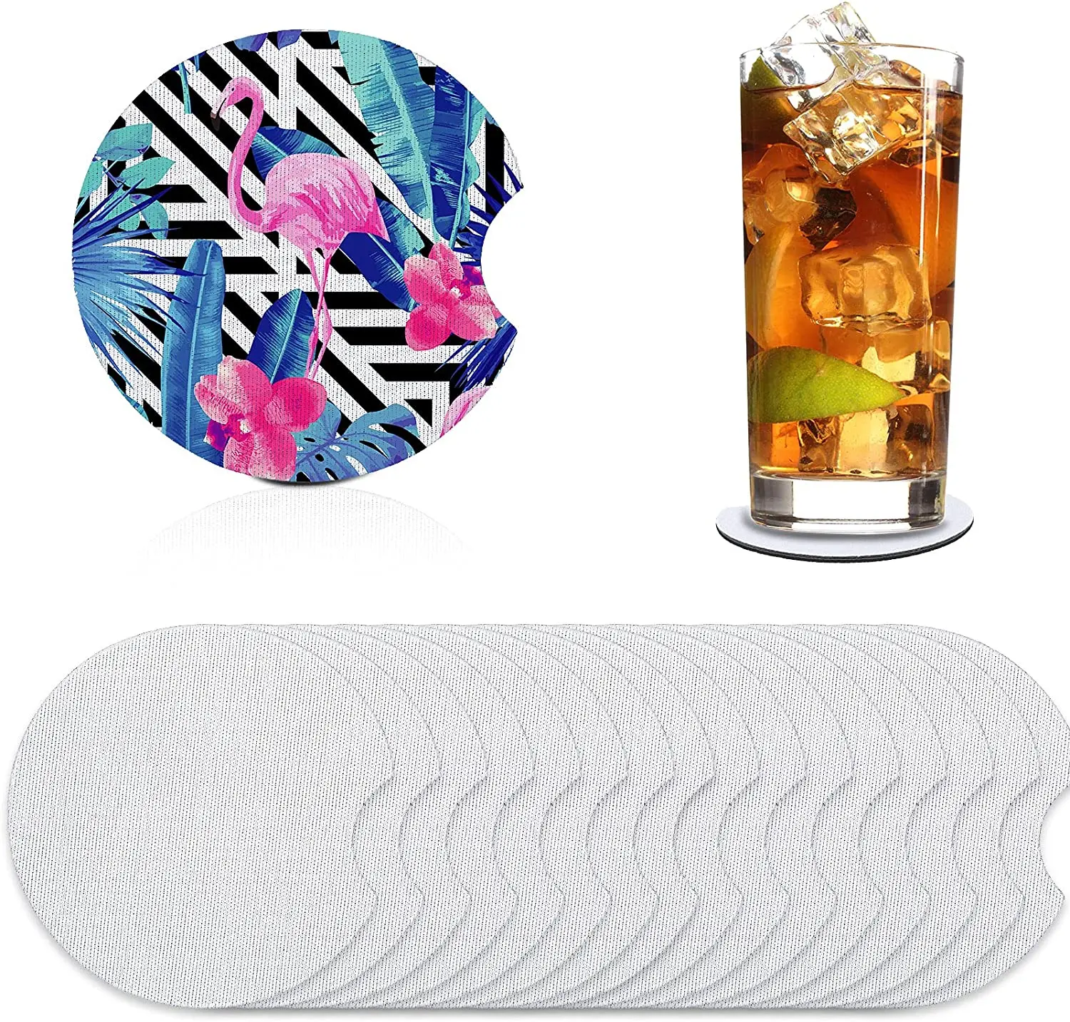 Free Shipping 50pcs/Lot Sublimation Blanks Neopren Car Cup Coasters With Finger Notch For DIY Car Decor