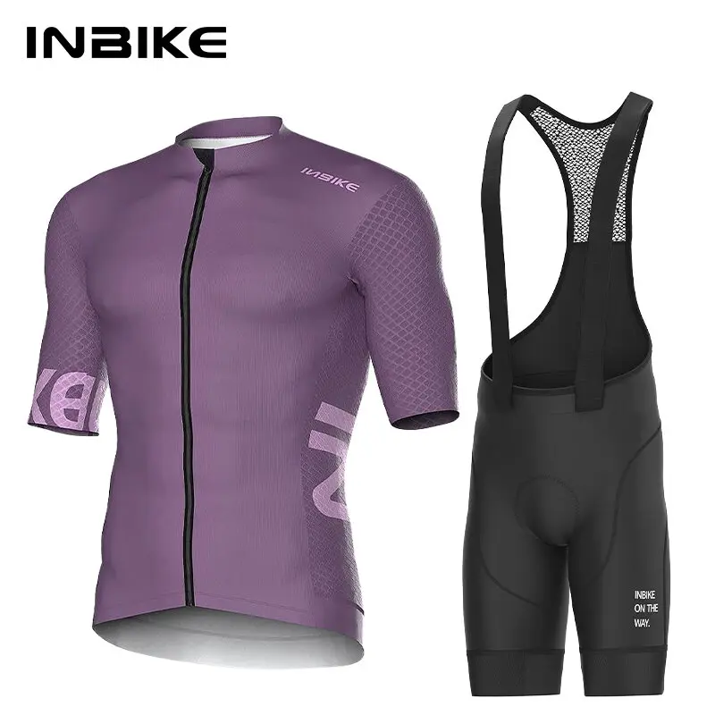 INBIKE Herren-Radtrikot, Rennrad-Shorts, Radfahren, kurzärmelig, durchgehender Reißverschluss, Trägerhose, atmungsaktiv, Sommer-Radtrikot-Set – Detail 19