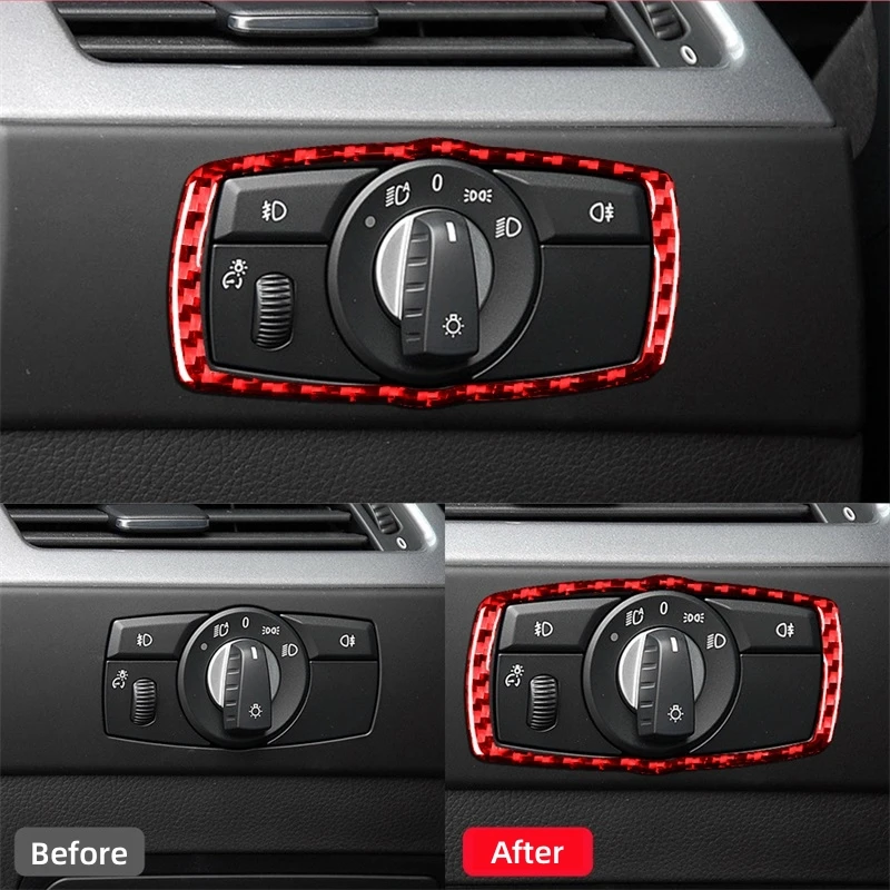 For BMW 5 Series E60 2008-2010 Car Interior Accessories Carbon Fiber Interior Car Headlight Switch Trim Frame Cover Stickers - Image 4