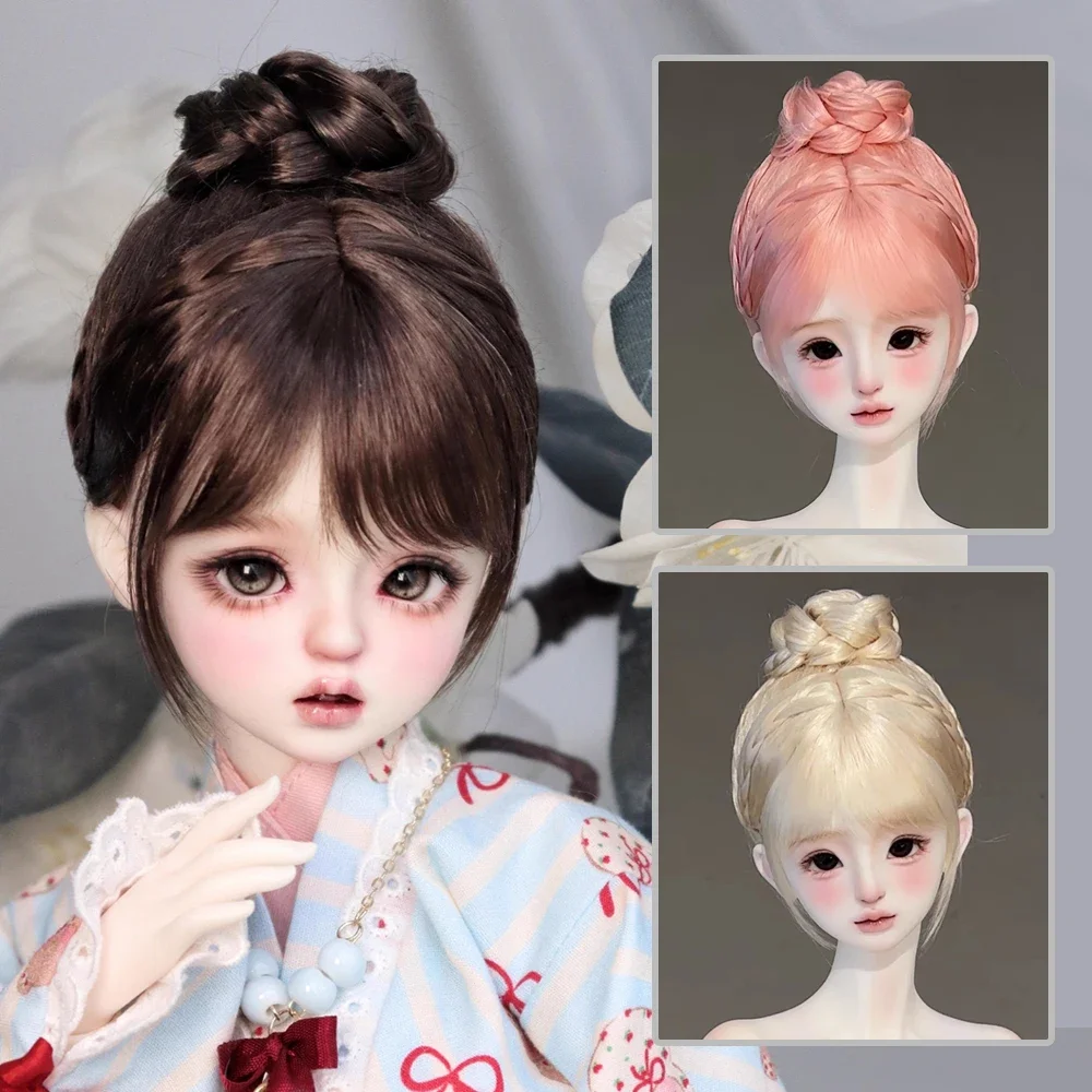 

Awen Bjd Wig Blended Mohair 1/6, 1/4, 1/3BJD Cute Bangs Single Bun for 30, 40, 60cm SD/DD Articulated Doll Accessories Hair