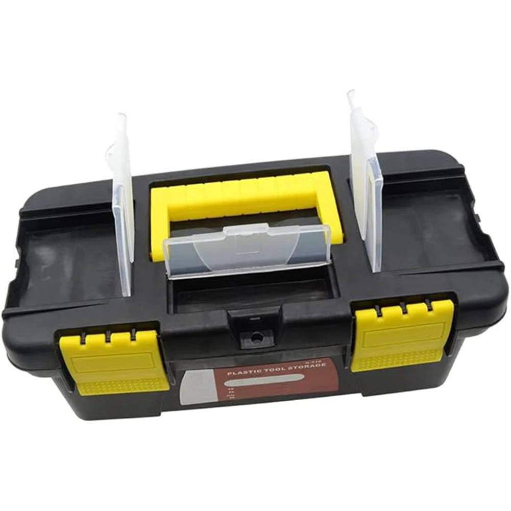 Plastic Toolbox with Removable Tray Double-Layer Tool Storage Box,Hand Tool Case Portable Toolbox Hand Tool Chest Storage Case