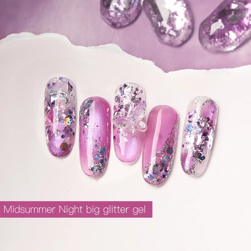 Ibdgel 8g Glitter Nail Gel Polish Midsummer Night big glitter gel Varnis Semi Permanent UV Gel Nail Art Gel