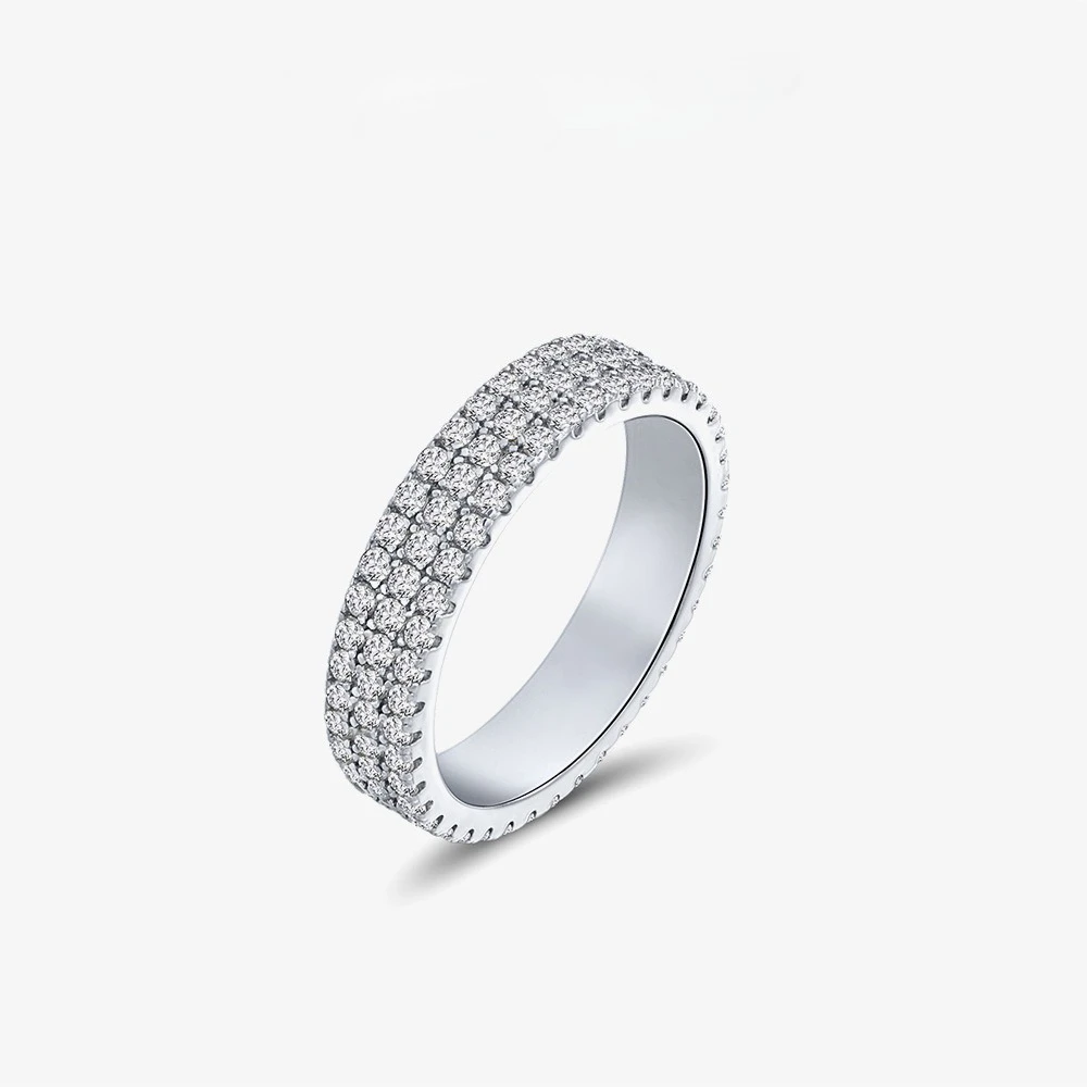 

New Round 1.5mm Neutral Stripe Ring S925 Pure Silver Daily Commuting High Carbon Diamond Ring Wedding Jewelry