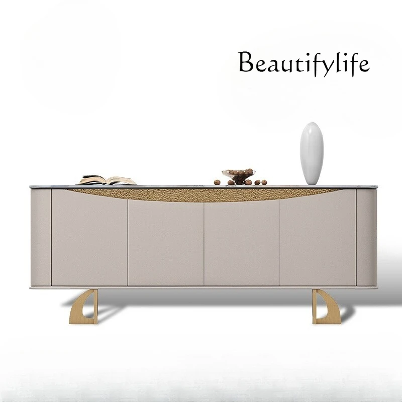 

Minimalist Light Luxury TV Cabinet Simple Bedroom Stainless Steel Leather Locker Premium Water Corrugated Edge Cabinet