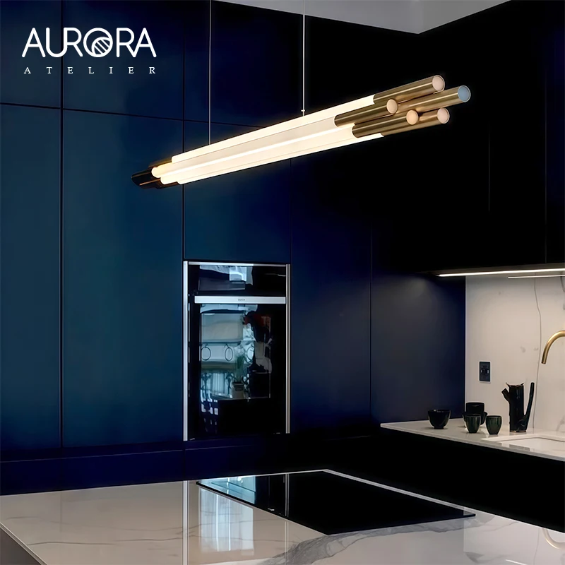 

Современный золотой домашний подвесной светильник, скандинавский светодиодный обеденный стол, подвесной светильник для гостиной, кухни, спальни, длинная полоса, люстра, светильник