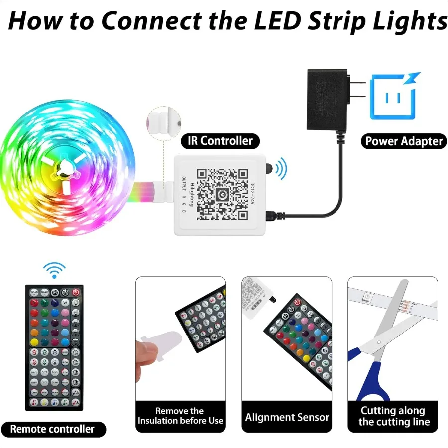 Luci a LED da 100FT per camera da letto Strisce a LED RGB che cambiano colore Strisce luminose a LED per sincronizzazione musicale per interni con telecomando e controllo tramite app