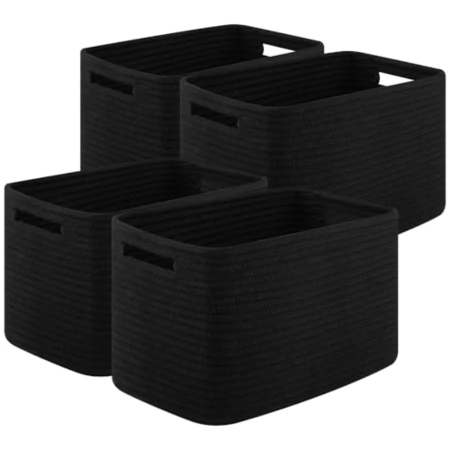 

Storage Baskets for Organizing, Woven Decorative Baskets for Shelves - Books, Towels, and Clothes, Cotton Rope Toy Storage Bins