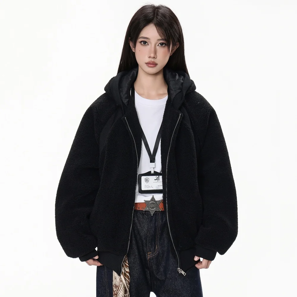 Women's Winter Jacket with Hood 2025 Black Soft Fleece Winter Coat Female Warm Fashion Lightweight Padded Puffer Jackets Woman